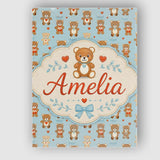 Personalised Name Adorable Teddy Bears with Custom  Bespoke Interior Contemporary Canvas Wall Art Print Decor Picture Ready to Hang
