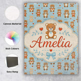 Personalised Name Adorable Teddy Bears with Custom  Bespoke Interior Contemporary Canvas Wall Art Print Decor Picture Ready to Hang