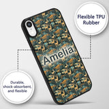 Vintage Forest Deer with Trees and Nature Scene Custom Name Protective Phone Case Mobile Cover Durable Everyday Smartphone Shock Resistant