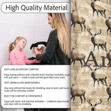 Classic Stag Deer Silhouettes on Beige Background Seamless Pattern  Personalised Custom Name Super Soft Fleece Blanket Bed Sofa Throw