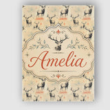 Personalised Name Artistic Deer Illustration Custom Bespoke  Contemporary Display Canvas Wall Art Print Decor Picture Ready to Hang