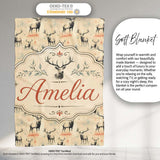 Artistic Deer Illustration with Abstract Background Seamless  Personalised Custom Name Super Soft Fleece Blanket Bed Sofa Throw