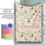 Artistic Deer Illustration with Abstract Background Seamless  Personalised Custom Name Super Soft Fleece Blanket Bed Sofa Throw