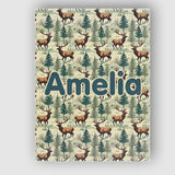 Personalised Name Woodland Deer with Pine Custom  Unique Gift Idea Elegant Feature Canvas Wall Art Print Decor Picture Ready to Hang
