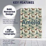 Personalised Name Woodland Deer with Pine Custom  Unique Gift Idea Elegant Feature Canvas Wall Art Print Decor Picture Ready to Hang