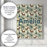 Personalised Name Woodland Deer with Pine Custom  Unique Gift Idea Elegant Feature Canvas Wall Art Print Decor Picture Ready to Hang