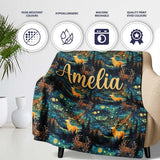 Artistic Deer Night Sky with Stars and Forest Seamless Pattern Name  Personalised Custom Name Super Soft Fleece Blanket Bed Sofa Throw
