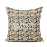 Custom Name Realistic Deer by River Woodland Scene Seamless Name Square Filled Cushion Throw Pillow Sofa Bed Home Decor Zip Washable UK Made
