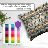 Custom Name Realistic Deer by River Woodland Scene Seamless Name Square Filled Cushion Throw Pillow Sofa Bed Home Decor Zip Washable UK Made
