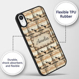 Silhouette Deer with Trees and Sunset Landscape Custom Name Protective Phone Case Mobile Cover Durable Everyday Smartphone Shock Resistant
