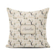 Custom Name Minimal Deer Silhouette Abstract Woodland Background Square Filled Cushion Throw Pillow Sofa Bed Home Decor Zip Washable UK Made