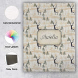 Personalised Name Minimal Deer Silhouette Custom  Unique Gift Idea Elegant Feature Canvas Wall Art Print Decor Picture Ready to Hang