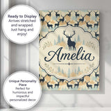 Personalised Name Stylish Deer Silhouettes Custom  Unique Gift Idea Elegant Feature Canvas Wall Art Print Decor Picture Ready to Hang