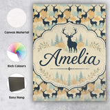 Personalised Name Stylish Deer Silhouettes Custom  Unique Gift Idea Elegant Feature Canvas Wall Art Print Decor Picture Ready to Hang