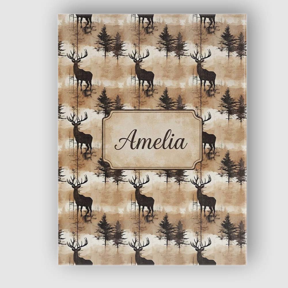 Personalised Name Rustic Deer in Woodland Custom  Unique Gift Idea Elegant Feature Canvas Wall Art Print Decor Picture Ready to Hang