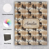 Personalised Name Rustic Deer in Woodland Custom  Unique Gift Idea Elegant Feature Canvas Wall Art Print Decor Picture Ready to Hang