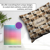 Custom Name Rustic Deer in Woodland Scene Earthy Tones Seamless Square Filled Cushion Throw Pillow Sofa Bed Home Decor Zip Washable UK Made