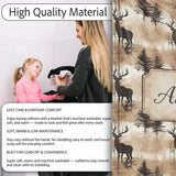 Rustic Deer in Woodland Watercolor Scene Earthy Tones Seamless  Personalised Custom Name Super Soft Fleece Blanket Bed Sofa Throw
