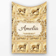 Antique Cheetah Postage Stamp Sepia Safari Wildlife Seamless Pattern  Personalised Custom Name Super Soft Fleece Blanket Bed Sofa Throw