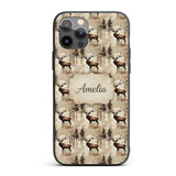 Classic Deer in Forest Landscape Warm Brown Tones Custom Name Protective Phone Case Mobile Cover Durable Everyday Smartphone Shock Resistant