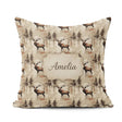 Custom Name Classic Deer in Forest Landscape Warm Brown Seamless Square Filled Cushion Throw Pillow Sofa Bed Home Decor Zip Washable UK Made