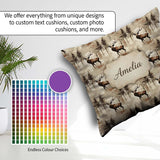 Custom Name Classic Deer in Forest Landscape Warm Brown Seamless Square Filled Cushion Throw Pillow Sofa Bed Home Decor Zip Washable UK Made