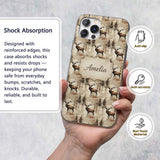 Classic Deer in Forest Landscape Warm Brown Tones Custom Name Protective Phone Case Mobile Cover Durable Everyday Smartphone Shock Resistant