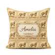Custom Name Antique Cheetah Stamp Sepia Safari Wildlife Seamless Square Filled Cushion Throw Pillow Sofa Bed Home Decor Zip Washable UK Made