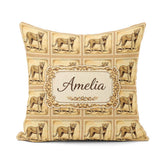 Custom Name Antique Cheetah Stamp Sepia Safari Wildlife Seamless Square Filled Cushion Throw Pillow Sofa Bed Home Decor Zip Washable UK Made