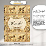 Antique Cheetah Postage Stamp Sepia Safari Wildlife Seamless Pattern  Personalised Custom Name Super Soft Fleece Blanket Bed Sofa Throw