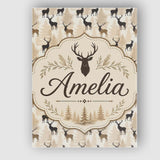 Personalised Name Modern Deer Silhouette Custom  Unique Gift Idea Elegant Feature Canvas Wall Art Print Decor Picture Ready to Hang
