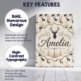 Personalised Name Modern Deer Silhouette Custom  Unique Gift Idea Elegant Feature Canvas Wall Art Print Decor Picture Ready to Hang