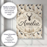 Personalised Name Modern Deer Silhouette Custom  Unique Gift Idea Elegant Feature Canvas Wall Art Print Decor Picture Ready to Hang