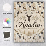 Personalised Name Modern Deer Silhouette Custom  Unique Gift Idea Elegant Feature Canvas Wall Art Print Decor Picture Ready to Hang