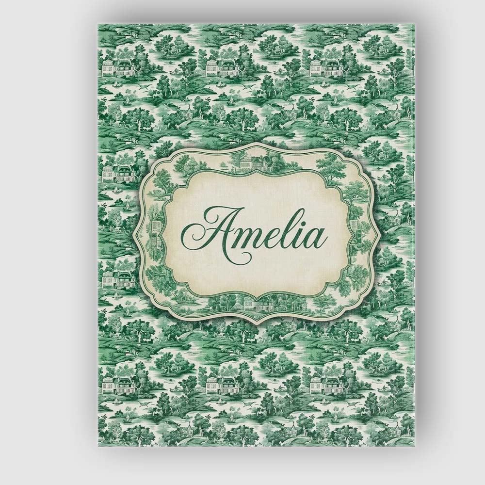 Personalised Name Classic Green Toile Custom Modern Room Accent Creative Decorator Style Canvas Wall Art Print Decor Picture Ready to Hang
