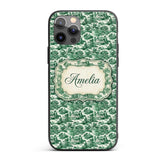 Classic Green Toile Countryside Village Scenic Custom Name Protective Phone Case Mobile Cover Durable Everyday Smartphone Shock Resistant