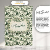 Vintage Pastoral Village River and Trees Scenic Toile Seamless  Personalised Custom Name Super Soft Fleece Blanket Bed Sofa Throw