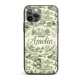 Elegant Countryside Estate Garden Scenic Toile Custom Name Protective Phone Case Mobile Cover Durable Everyday Smartphone Shock Resistant