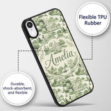 Elegant Countryside Estate Garden Scenic Toile Custom Name Protective Phone Case Mobile Cover Durable Everyday Smartphone Shock Resistant