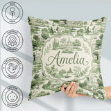 Custom Name Elegant Estate Garden Scenic Toile Design Seamless Square Filled Cushion Throw Pillow Sofa Bed Home Decor Zip Washable UK Made