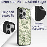 Elegant Countryside Estate Garden Scenic Toile Custom Name Protective Phone Case Mobile Cover Durable Everyday Smartphone Shock Resistant