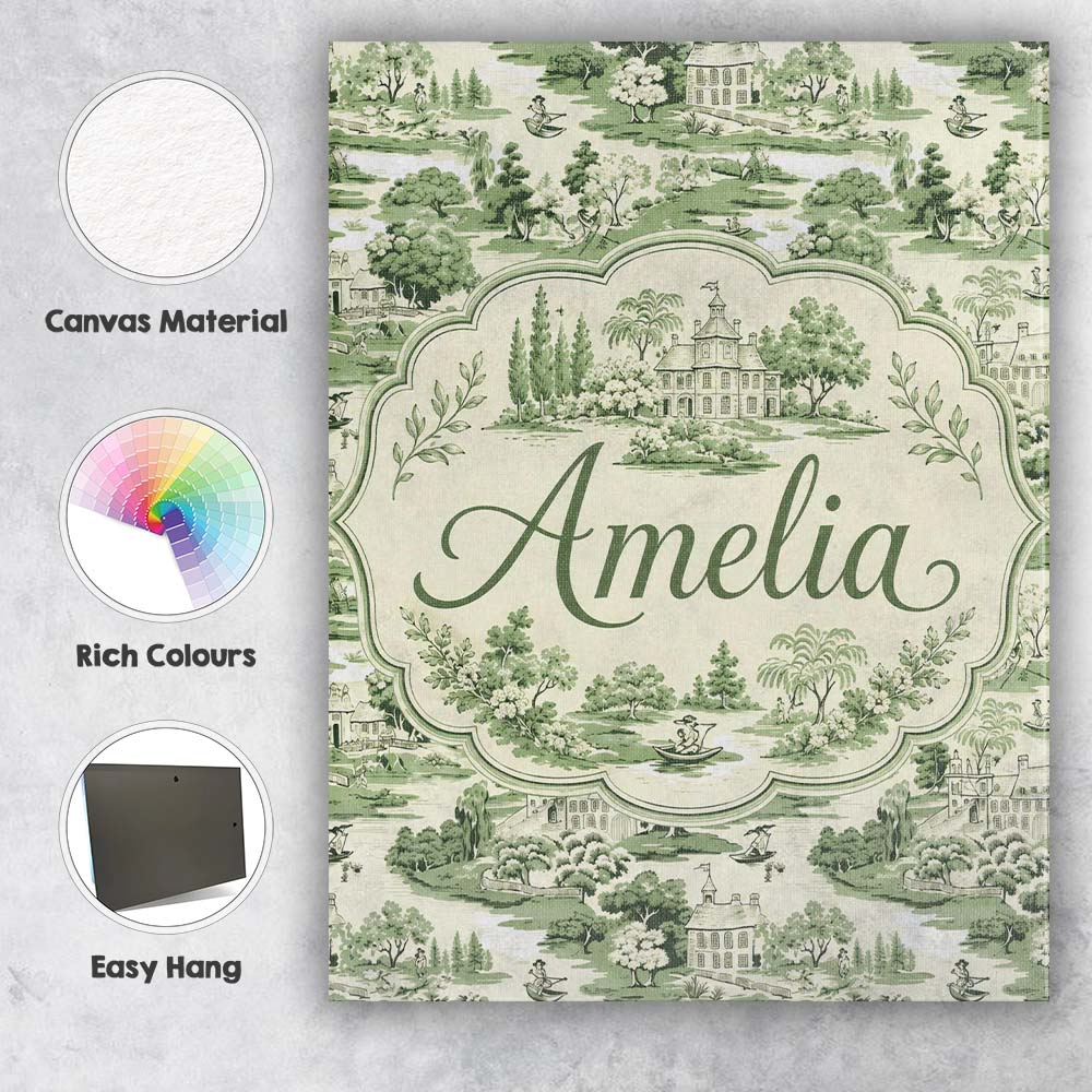 Personalised Name Elegant Countryside Custom Modern Room Accent Creative Decorator Style Canvas Wall Art Print Decor Picture Ready to Hang