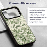 Elegant Countryside Estate Garden Scenic Toile Custom Name Protective Phone Case Mobile Cover Durable Everyday Smartphone Shock Resistant