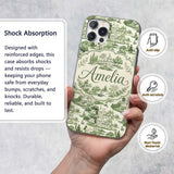 Elegant Countryside Estate Garden Scenic Toile Custom Name Protective Phone Case Mobile Cover Durable Everyday Smartphone Shock Resistant