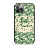 Traditional Green Toile Woodland Estate Scenic Custom Name Protective Phone Case Mobile Cover Durable Everyday Smartphone Shock Resistant