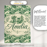 Traditional Green Toile Woodland Estate Scenic Nature Seamless  Personalised Custom Name Super Soft Fleece Blanket Bed Sofa Throw