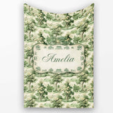 Vintage Botanical Garden with Architecture Scenic Toile Seamless  Personalised Custom Name Super Soft Fleece Blanket Bed Sofa Throw