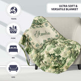 Vintage Botanical Garden with Architecture Scenic Toile Seamless  Personalised Custom Name Super Soft Fleece Blanket Bed Sofa Throw