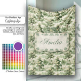 Vintage Botanical Garden with Architecture Scenic Toile Seamless  Personalised Custom Name Super Soft Fleece Blanket Bed Sofa Throw