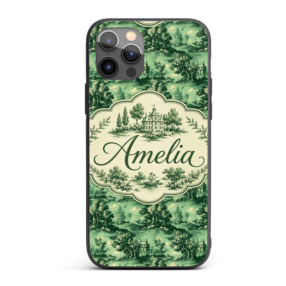 Detailed Floral Garden with Palace Scenic Toile Custom Name Protective Phone Case Mobile Cover Durable Everyday Smartphone Shock Resistant